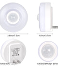 Motion Activated Plug In Night Light With Warm White LED 200 Lumen Ultra Bright Wall Nightlight Auto On Auto Off Sensor Energy Efficient Hallway Entryway Lighting 2 Pack showing dimensions and motion sensor