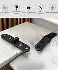 2 Pack Beefy Black Iron 180 Degree Folding Hinge For Tables And Cabinets Heavy Duty Foldable Hardware with Smooth Action on Table