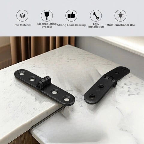 2 Pack Beefy Black Iron 180 Degree Folding Hinge For Tables And Cabinets Heavy Duty Foldable Hardware with Smooth Action on Table
