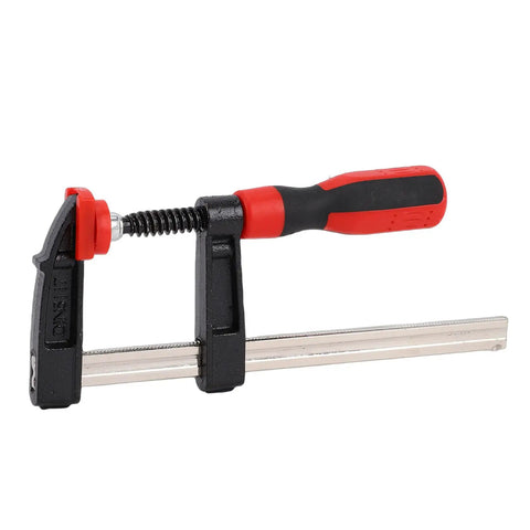 6 Inch Bar Clamp Heavy Duty F Style Clamping Tool With 300lbs Grip Power For Woodworking Projects In The Shop Alloy Steel With ABS Handle And A 5.9 Inch Jaw Opening 1 Pack, red handle
