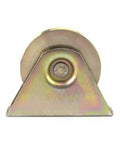 Heavy Duty Rock Solid 4 Inch Gold V Groove Wheel For Sliding Industrial Gate Tracks and Service Carts with smooth finish and robust design.