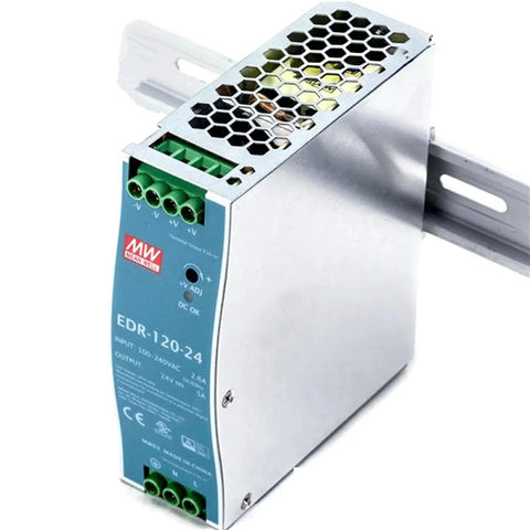 24V 5A DIN Rail Power Supply, 120W, Universal 90-264 VAC Input, Efficiency Up To 87.5%, Output Adjustable From 24 To 28V DC, Heavy-Duty 24V Power Supply For Industrial Control Panels, Automation And Networking Gear, metal housing