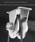 Heavy Duty V Groove Gate Wheels Pair Smooth As Butter Stainless Steel Sliding Door Track Rollers close-up of double bearing with rope
