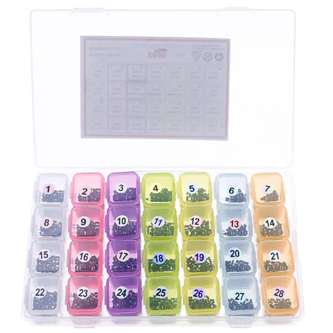 Ultimate 2800-Piece SMD SOT-23 Component Kit With 28-Value Types Including Transistors BJT PNP NPN MOSFETs Schottky organized in box.
