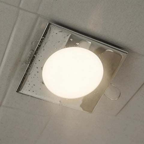 predolo Square LED Recessed Light Dimmable Indoor Lighting Spring Clip, 7W, mounted on ceiling with soft white light.