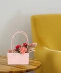 Pink Flower Bouquet Bags With Handle 10 Pack Pro Grade Kraft Paper Floral Packaging Bags Large Capacity Elegant Diamond Pattern