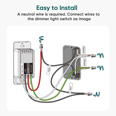 4 Pack Smart Dimmer Switch For Alexa And Google Home No Brainer Setup Neutral Wire Required 2.4GHz WiFi Single Pole wiring diagram