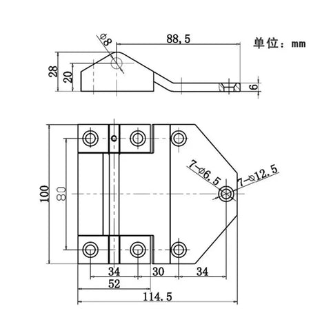 Heavy Duty Industrial Hinge For Truck Trailer And Container Cabinet Doors Rock Solid Load Bearing Gate Hardware Built Like A Tank With Premium Corrosion Resistant Steel technical drawing with measurements.