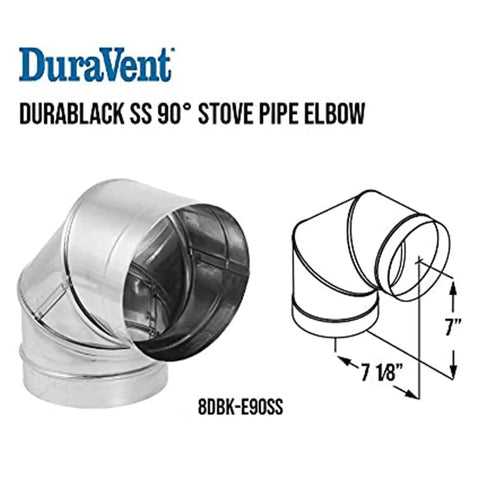 8 Inch Diameter Stainless Steel Single Wall Wood Burning Stove Elbow Connector 90 Degree Vent Pipe For Smoke And Exhaust Easy Install Durable Silver Finish For Safe Home Heating