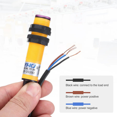 Photoelectric Sensor M18 Diffuse Reflection 7-30 Cm Detection Distance DC6-36 V 300 mA NPN NC With Mounting Bracket wiring diagram