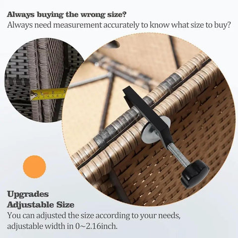 Six Pack Outdoor Patio Furniture Clips Adjustable Sectional Couch Clamps for Wicker Rattan Sets in use with measuring tape