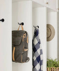Oil Rubbed Bronze Towel Hooks Stainless Steel SUS 304 Heavy Duty Wall Robe Hooks For Bathroom 1 Pack Anti Fingerprint Waterproof Rust Proof Easy Install No Fuss holding a bag and scarf