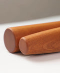 Close-up of Solid Sapele Wood Dowel Rolling Pin For Baking With Tapered Design Boss For Fondant, 17.5 inch hardwood kitchen roller