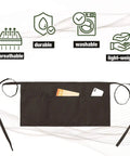 12 Pack Black Waitress Aprons With 3 Pockets, Waist Aprons For Women And Men, Commercial Server Half Aprons With Extra Long Straps