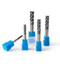 Beefy Pro Grade Carbide Square End Mill Set With TiAlN Coating 5 Piece 4 Flute CNC Milling Cutter in blue packaging for steel machining
