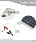 15W 12V Portable Solar Panel Kit with IP65 waterproof monocrystalline module and alligator clips for battery charging