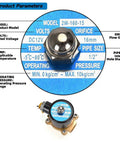 Brass 12V DC Solenoid Valve One Half Inch Normally Closed Pneumatic Valve For Water Air Gas Fuel Oil, product parameters diagram