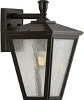 Cardiff Collection 1 Light Outdoor Wall Lantern With Clear Seeded Glass In Antique Bronze Finish, medium-sized lantern