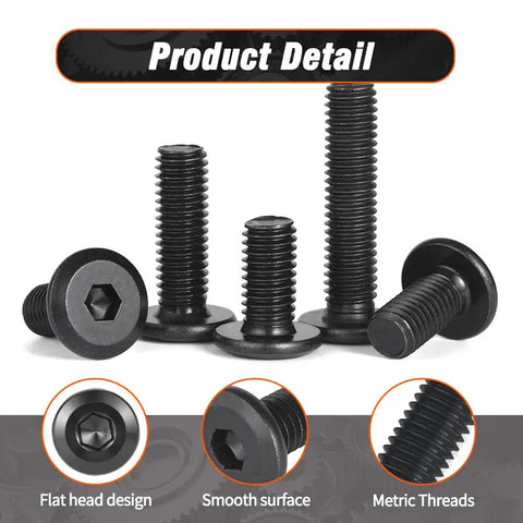 M6 X 25Mm Flat Head Socket Cap Screws Premium 304 Stainless Steel Zero Rust Countersunk Bolts Built Tough showing flat head and smooth surface design.
