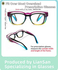 Over Eyeglasses Safety Glasses For Women Who Wear Specs With Anti Fog Lenses ANSI Z87.1 TR90 Multicolor Frame