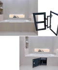 Heavy Duty Galvanized Steel Recessed Access Panel Frame Featuring Killer Smooth Push To Open Latch Large 24 By 47 Inch Invisible Drywall Door Built Tough Indoors in modern bathroom setting.