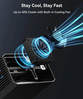 Dual Bay Raid Enclosure For 2.5 And 3.5 In Sata Hdd Ssd Aluminum External Dock With Fast Usb 3.0 Port showing built-in cooling fan features.