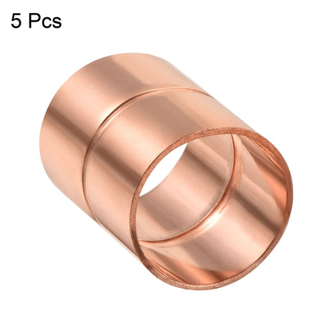5 Pcs 3/4 Inch Copper Coupling Fittings Straight Weld Joint For HVAC And Air Conditioning Sweat Ends Rolled Tube Stop 0.9mm Thick 5 Pack Pro Grade Durable Copper Pipe Adapters For Refrigeration Piping And DIY Installations, 3/4 in copper coupling