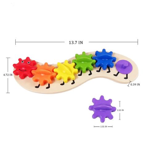 Colorful Rainbow Caterpillar Gear Toy For Toddlers And Babies Teaches Color Names And Matching With Spinning Gear Fun For Kids