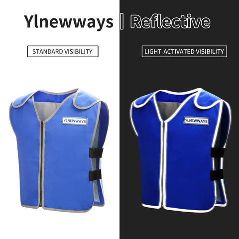 Cooling Vest For Men And Women With 24 Ice Packs, Ice Reflective Cooling Jacket For Hot Weather With Pockets shown with reflective strips
