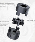 Flexible Beefy One Half Inch To Three Quarter Inch L Jaw Coupling Set Three Piece With Buna N Rubber Spider Gray Cast Iron HT250