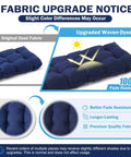 Image showing fabric upgrade notice for Outdoor Bench Cushion 48 By 18 By 5 Inch Waterproof Tufted Seat Pad with fade resistance features.