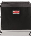Collapsible X Cart with Wheels 8 Bushel Steel Laundry Cart Heavy Duty Black Utility Cart for Hotel Nursing Home Dorm Home College
