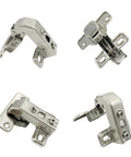 Solid Short Arm Inset Blind Corner Cabinet Hinges With Dead Silent Hydraulic Soft Close For Tight Nook Cupboards And Wardrobes 95 Degree Pivot Concealed 35mm Hardware Built To Last Pack Of Four displayed from multiple angles.