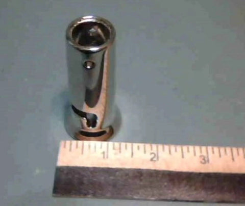 Roll Shutter Crank Handle Bell Replacement Kit With Spring Pin Nickel Plated next to a ruler showing 1/2 inch compatibility