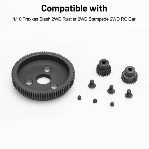 48P 86T Spur Gear Set Beefed Up With 19T And 21T Pinions For 1 By 10 RC Cars Upgrade Kit with screws for Traxxas 2WD models