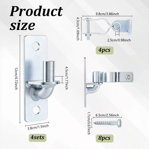 Beefy Four Pair Heavy Duty Gate Hinges Wall Mount With Screws For Chain Link Fence Outdoor Metal Gate Hardware Kit For Fence Posts Built To Last And Ready To Install, 4 sets