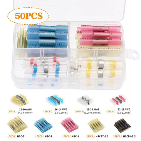 Get Jacked With These Super Tight 50pc Solder Seal Quick Wire Connectors For Fast Heat Shrink Butt Electrical Kits And Cool Automotive Insulated Tube Terminal Gadgets That Rock Your Rig, 50pc kit in case