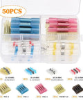 Awesome 50 Pack Solder Seal Quick Wire Connectors Heat Shrink Butt Electrical Terminal Kit For Automotive Insulated Tube Crimping And Splicing Jobs, 50 pcs in organizer case