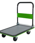Heavy Duty Flatbed Cart With 660 Lbs Capacity, Platform Hand Truck Foldable Push Cart For Loading And Storage, green alloy steel cart