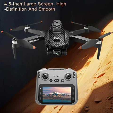 GPS Drone With Pro Grade 4K Dual Cameras And 4.5 Inch LCD Remote on sand background