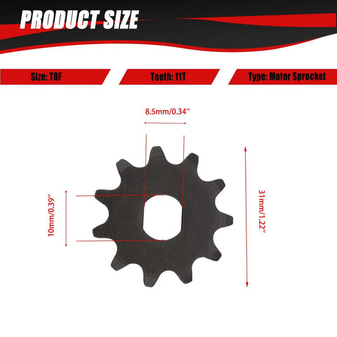 T8F Chain 11T Sprocket With Master Link Replacement For Kids Electric Scooters, 31mm OD, 10mm mount, 8.5mm width, MY1020