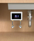 Instant Tankless Electric Water Heater Wall Mounted 3000W Kickass Heating Digital Touch Screen installed under sink.