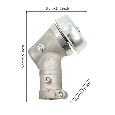 Beefy Gearbox Drive Head Assembly for Grass Trimmer and Brush Cutter with Aluminum and Steel Construction, shown in measurements