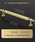 Brushed Gold Cabinet Pulls 10 Pack, 5 Inch Hole Center Drawer Handles, dimensions with screws, zinc alloy hardware for kitchen dresser.