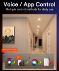 Smart Retrofit Recessed LED Can Lights Kit With Baffle Trim Five To Six Inch 13W 1100Lm RGBWW Color Changing WiFi Bluetooth