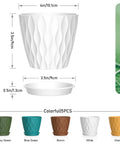 4 Inch Small Plastic Nursery Pots Set Of Five With Drainage Holes And Saucers Water Ripples 3D Wave Design