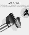 Heavy Duty 3 Inch Carbide Tipped Forstner Drill Bit Set with arc design for improved drilling speed and chip removal.