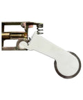 Corner Bracket Assembly With Stainless Steel Wheel Roller For Sliding Patio Screen Doors Beefy Heavy Duty Iron Alloy Wheel Nylon Option Quick Install Smooth Glide Repair Kit For Patio Glass Doors, white wheel close-up