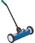 Rugged 18 Inch Magnetic Floor Sweeper With Big Wheels Rolling Smooth On Asphalt Concrete Grass And Gravel equipped with removable handle.