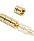 Close-up of 50 Grain Brass Arrow Inserts 0.244 Inch Diameter M4x5mm Thread 21mm Long highlighting threaded section and brass material